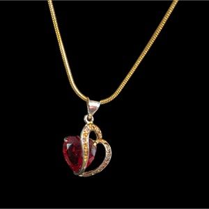 Red Ruby Double Heart Necklace
